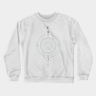 Zodiac Chart| Sacred Geometry| Zodiac| Astrolabe| Astrology Wheel | Planetary Alignment | Saturn| Crescent Moon Crewneck Sweatshirt